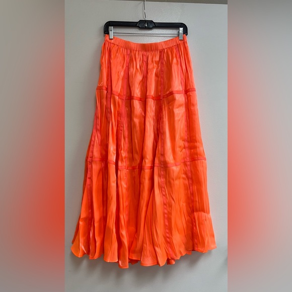 Anthropologie Midi Skirt in Bright Coral